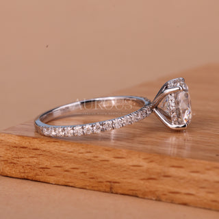 1.0CT Round Cut Pave Setting Moissanite Engagement Ring