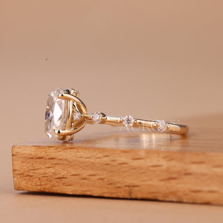 1.0CT Oval Cut Petite Pave Setting Moissanite Engagement Ring