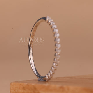 Round Cut Diamond half Eternity Moissanite Wedding Band