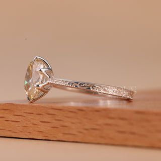 1.50CT Oval Cut Vintage Inspired Solitaire Moissanite Engagement Ring