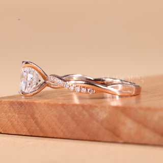 1.0CT Oval Cut Twisted Pave Setting Moissanite Engagement Ring