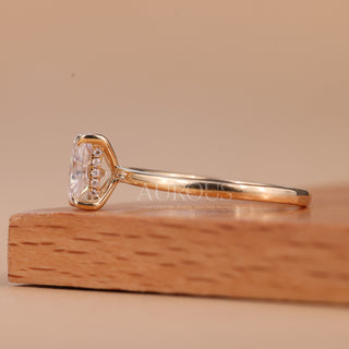 1.0CT Radiant Cut Diamond Hidden Halo Moissanite Engagement Ring