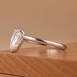 1.0CT Pear Cut Diamond Solitaire Moissanite Engagement Ring