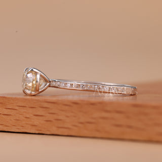 1.0CT East-West Oval Cut Diamond Pave Setting Moissanite Engagement Ring