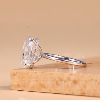 2.5CT Oval Cut Hidden Halo Moissanite Engagement Ring