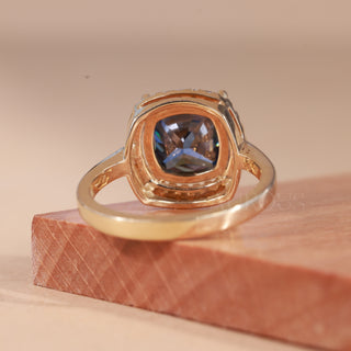 1.50CT Blue Sapphire Cushion Cut Halo Engagement Ring