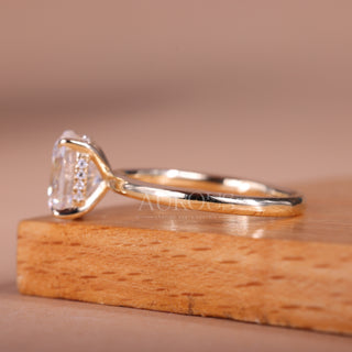 1.50CT Elongated Cushion Cut Hidden Halo Set Engagement Ring