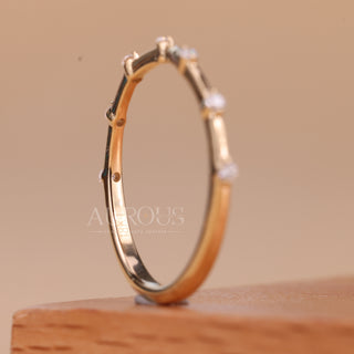 Round Cut Diamond Petite Pave Setting Half Eternity Band