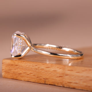 2.0CT Elongated Cushion Cut Hidden Halo Moissanite Engagement Ring