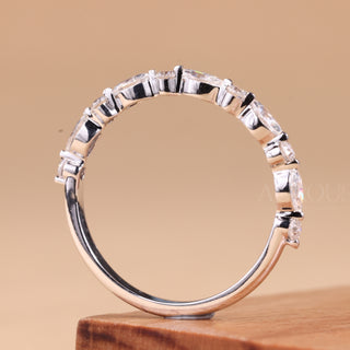 Round & Marquise Cut Half Eternity Moissanite Wedding Band