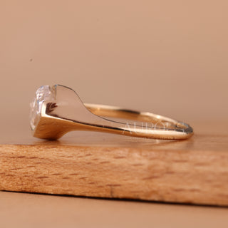 1.0CT East-West Flame Cut Diamond Solitaire Moissanite Engagement Ring