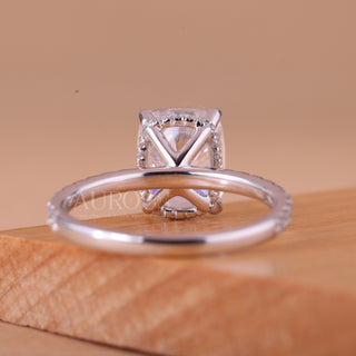 1.50CT Elongated Cushion Cut Pave Setting Engagement Ring