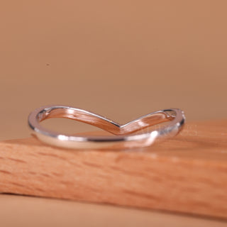 Round Cut Curved Moissanite Half Eternity Wedding Band