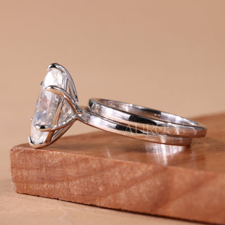 1.50CT Marquise Cut Solitaire Plain Moissanite Bridal Ring Set
