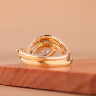 1.50CT East-West Marquise Cut Unique Curved Bridal Ring Set