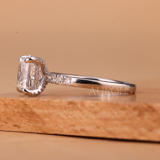 1.0CT Princess Cut Diamond Pave Setting Moissanite Engagement Ring