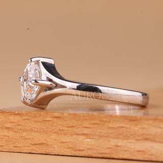 1.0CT Asscher Cut Solitaire Split Shank Moissanite Engagement Ring