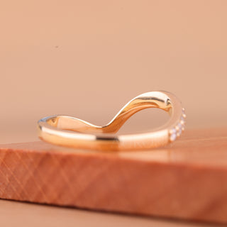 Round Cut Curved Moissanite Half Eternity Wedding Band