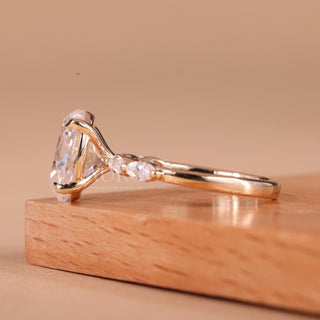 1.50CT Oval Cut Pave Setting Moissanite Engagement Ring