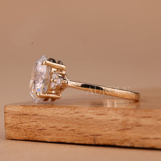 1.0CT Oval Cut Cluster Diamond Moissanite Engagement Ring