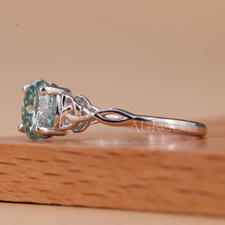 1.50CT Blue Portuguese Round Cut Solitaire Moissanite Engagement Ring