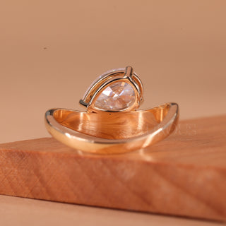 1.50CT East-West Pear Cut Curved Solitaire Engagement Ring