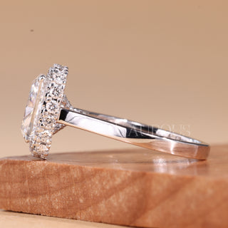 2.0CT Elongated Cushion Cut Halo Setting Moissanite Engagement Ring
