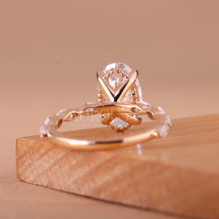 2.0CT Oval Cut Pave Setting Moissanite Engagement Ring
