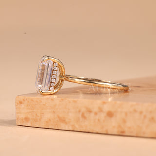 1.50CT Emerald Cut Hidden Halo Moissanite Engagement Ring