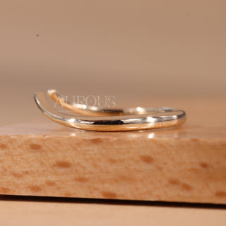 14K Solid Yellow Gold Unique Curved Wedding Band