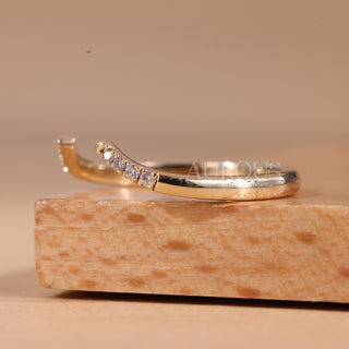 Round Cut Cluster Diamond Open Curved Moissanite Wedding Band