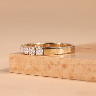 Round Cut Half Eternity Moissanite Wedding Band