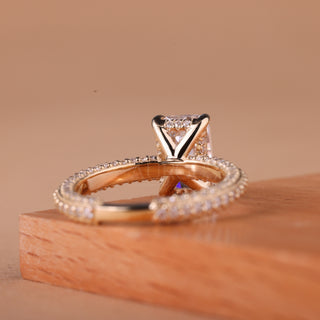 1.0CT Radiant Cut Three Side Pave Setting Engagement Ring