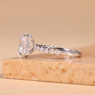 2.0CT Oval Cut Pave Setting Moissanite Engagement Ring