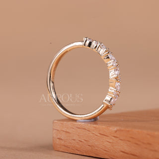 Marquise & Round Cut Cluster Diamond Moissanite Wedding Band