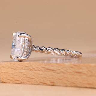 2.0CT Oval Cut Hidden Halo Moissanite Engagement Ring