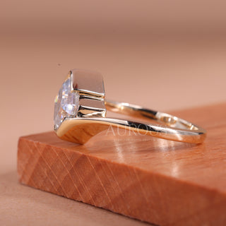 1.50CT Asscher Cut Unique Bezel Set Solitaire Engagement Ring