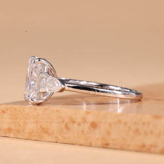 2.0CT Elongated Cushion Cut Three Stone Moissanite Engagement Ring
