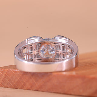 1.0CT Round Cut Cluster Diamond Moissanite Men's Engagement Ring
