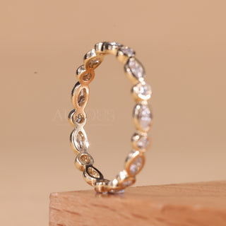Marquise & Round Cut Bezel Setting Full Eternity Wedding Band