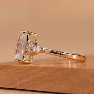 2.0CT Emerald Cut Cluster Diamond Moissanite Engagement Ring