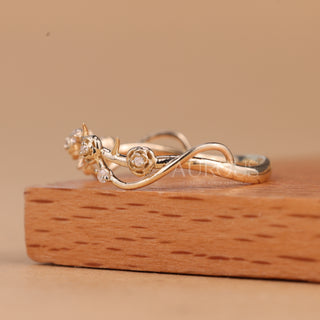 Round Cut Nature Inspired Moissanite Unique Wedding Band