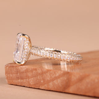 3.0CT Radiant Cut Three Side Pave Setting Moissanite Engagement Ring