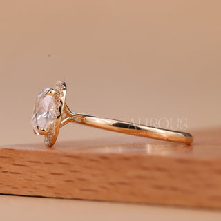 1.0CT Elongated Cushion Cut Halo Setting Moissanite Engagement Ring