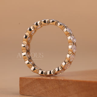 Oval Cut Bezel Setting Full Eternity Moissanite Wedding Band