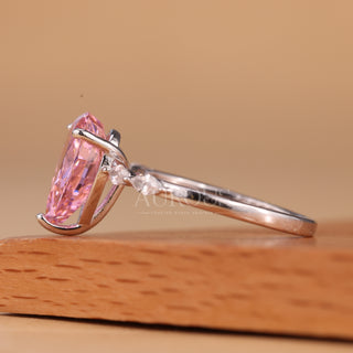 1.50CT Pink Pear Cut Diamond Pave Setting Moissanite Engagement Ring