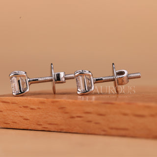 Emerald Cut Diamond Solitaire Moissanite Stud Earrings