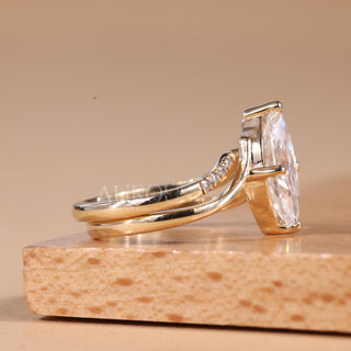 1.50CT Marquise Cut Cluster Diamond Unique Curved Bridal Ring Set