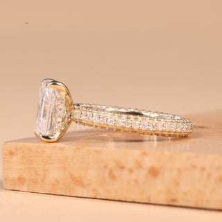 1.00CT Radiant Cut Three Side Pave Setting Moissanite Engagement Ring