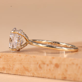 1.0CT Oval Cut Hidden Diamond Moissanite Engagement Ring
